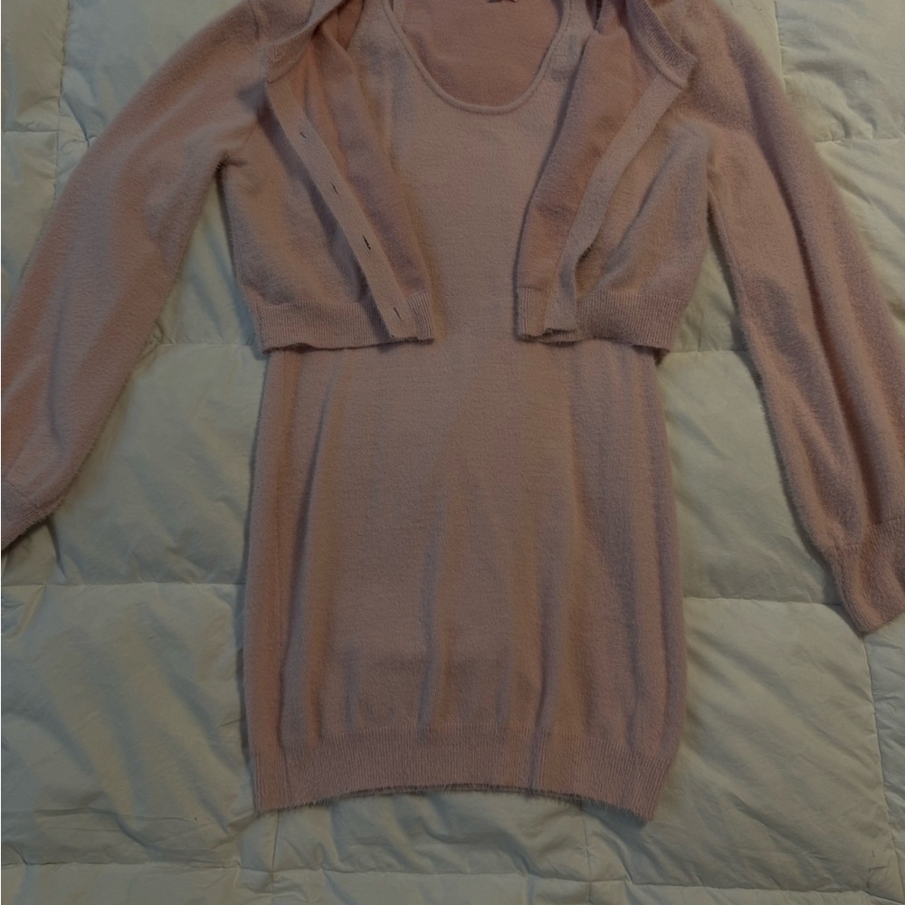 Pink Lily Pink Dress with Cardigan